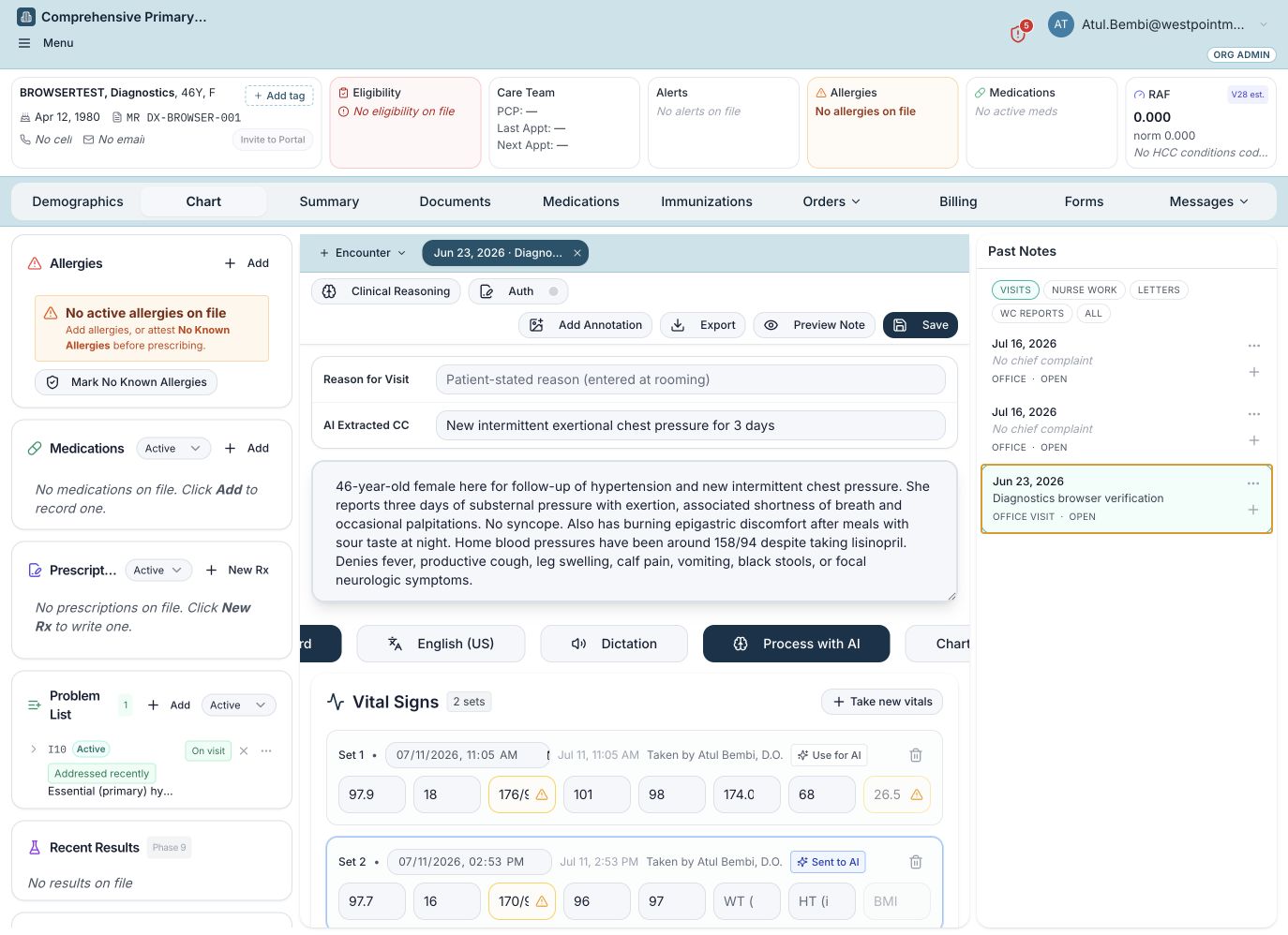 ReasonMD AI-assisted encounter using synthetic patient data